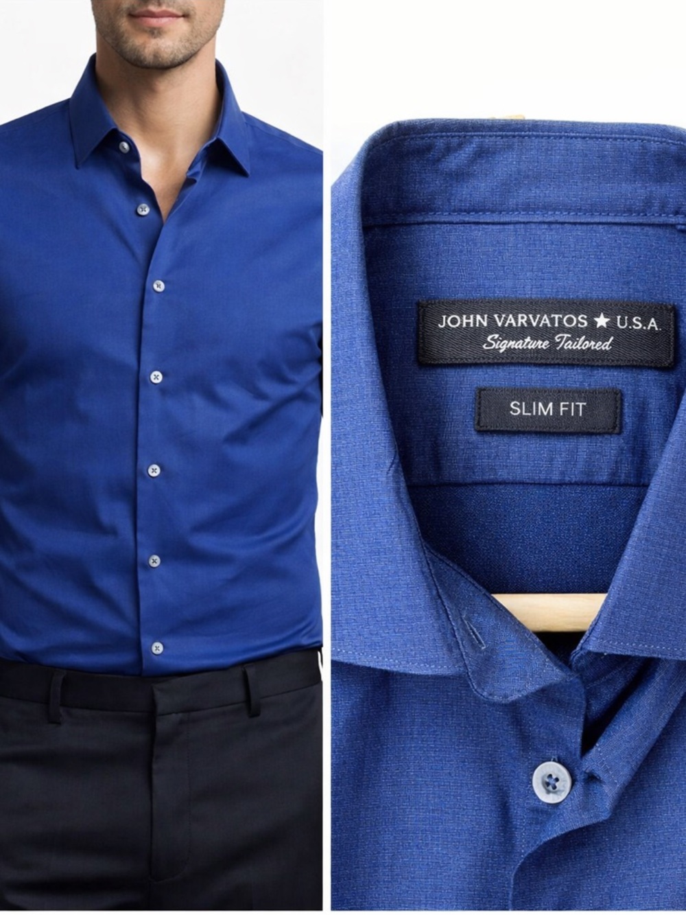 JOHN VARVATOS Slim Fit Dress Shirt Storm Blue NWT Neck 16 or M Designer